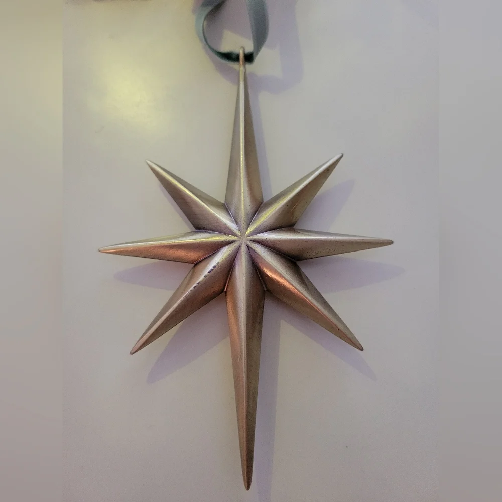 Hearth And Hand Ribbed Glass Ornaments With Hinge and Star Decor